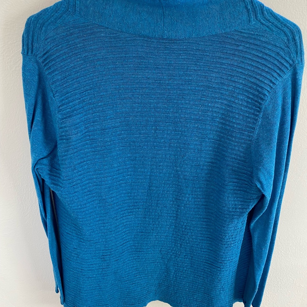 Eileen Fisher Cardigan Sweater Teal Blue Petite Large - Picture 2 of 2